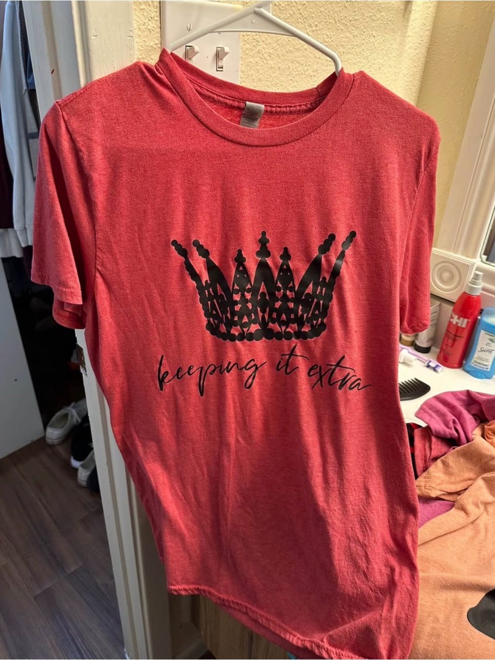Gildan Red Short Sleeve Tee with Black Crown Graphic